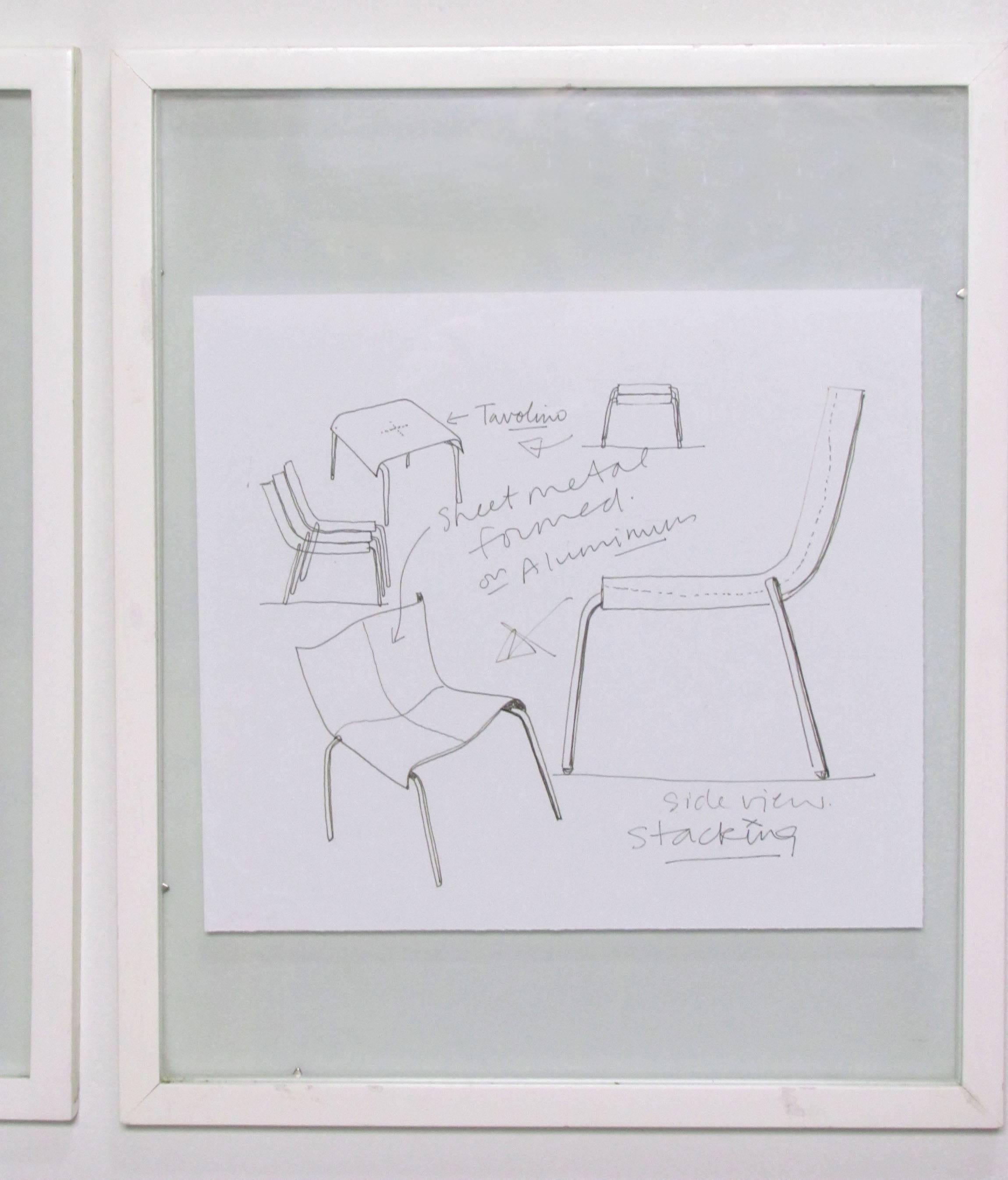 American Set of Three Karim Rashid Original Pencil Sketches