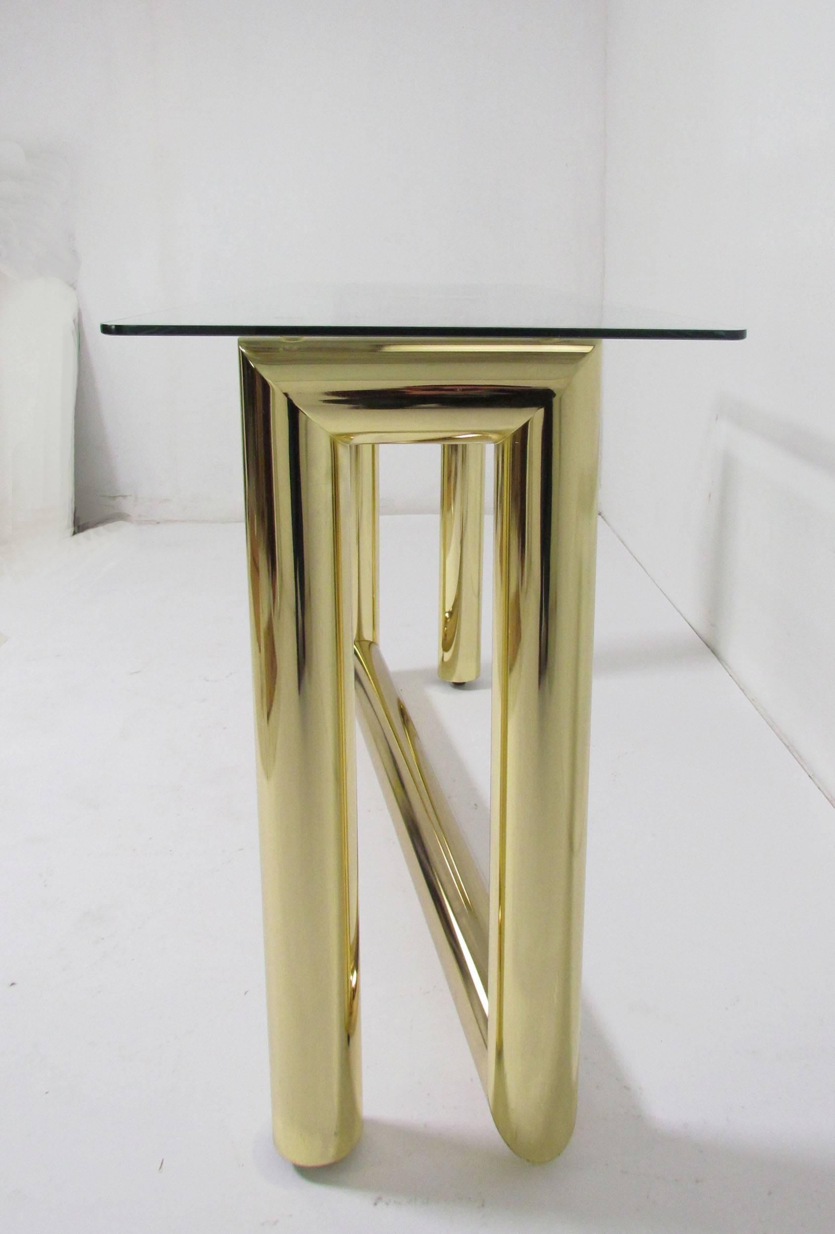 Mid-Century Modern Mid-Century Brass Zig Zag Console or Sofa Table