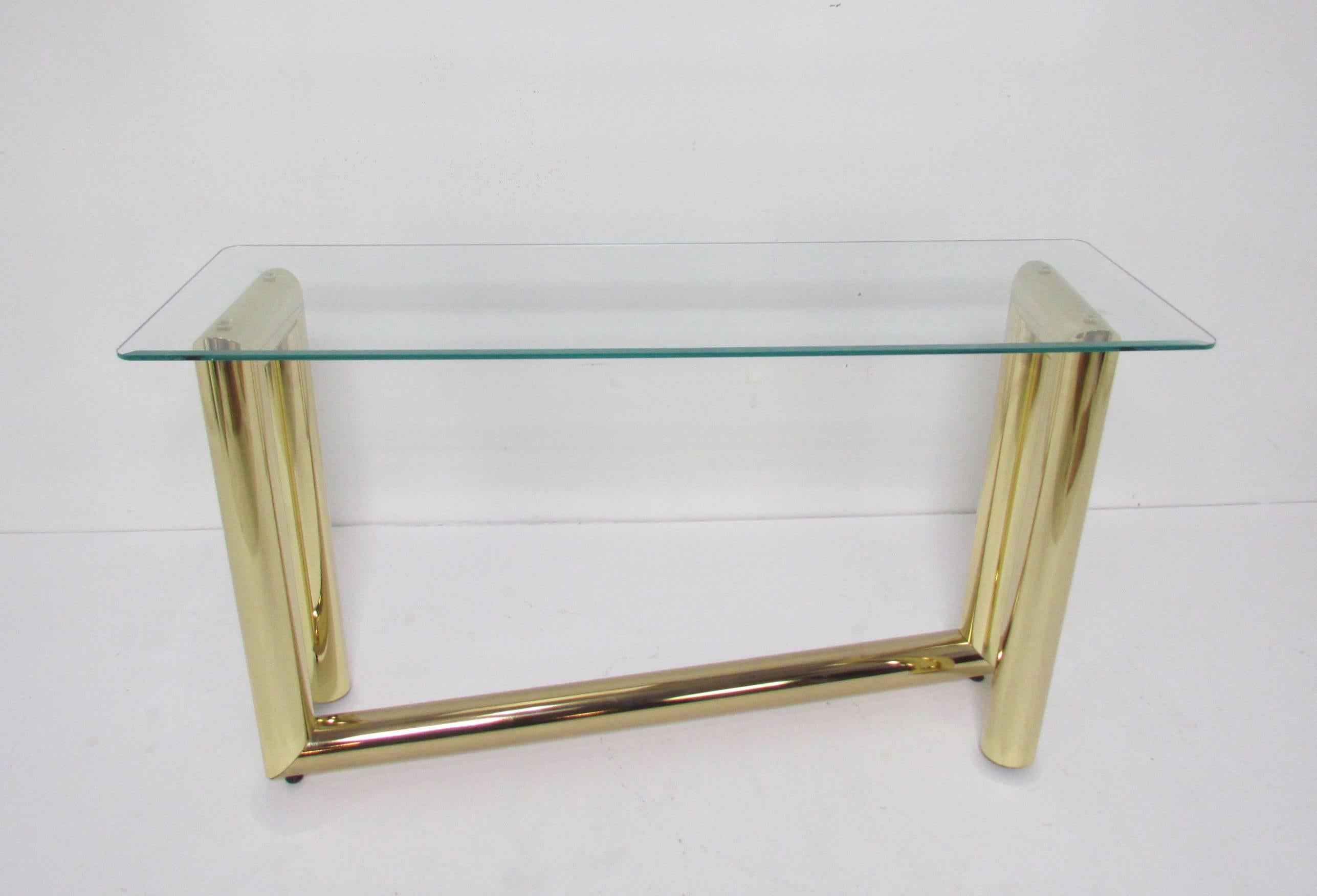 Late 20th Century Mid-Century Brass Zig Zag Console or Sofa Table