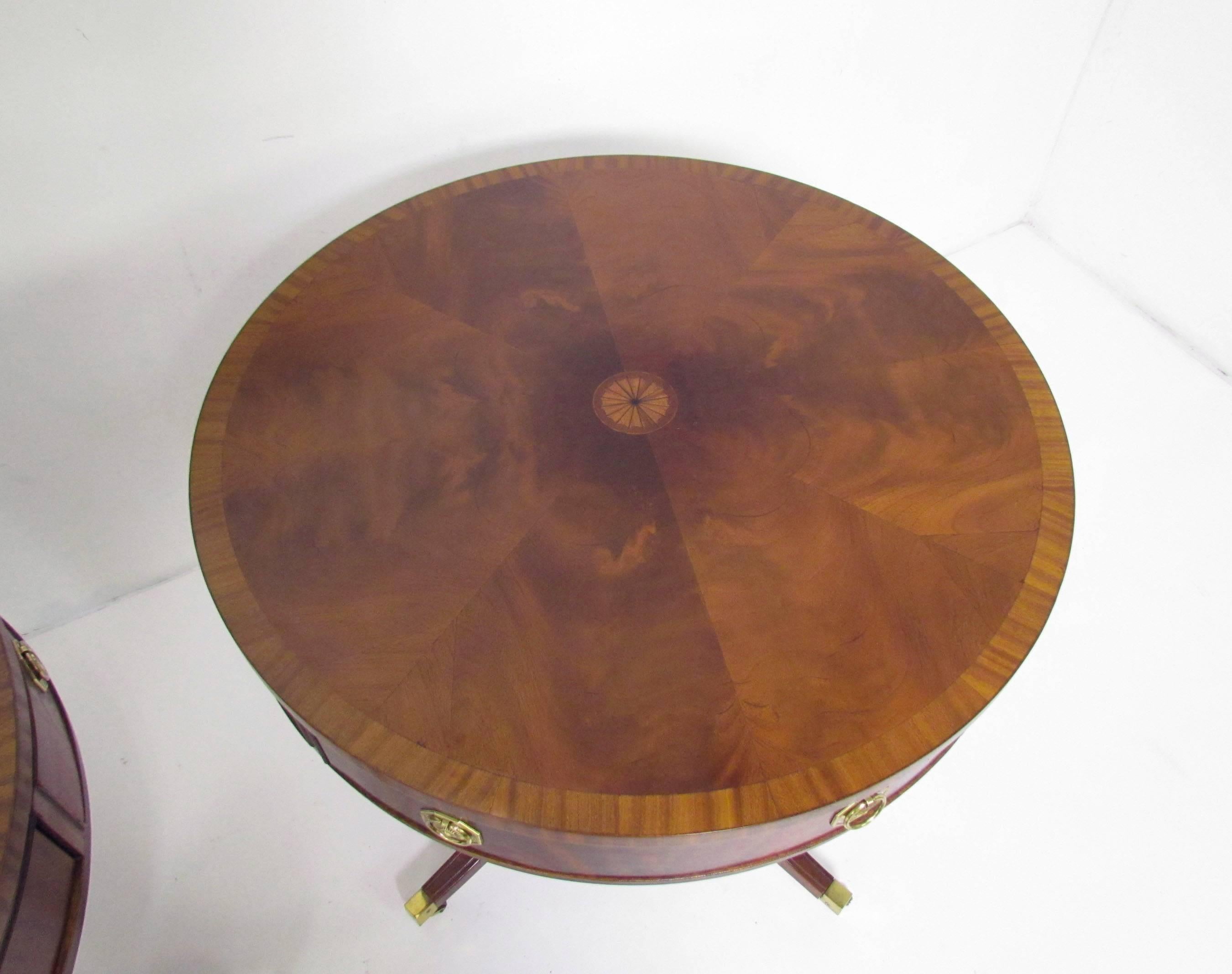 Pair of English Regency Style Rent or Drum Tables  1
