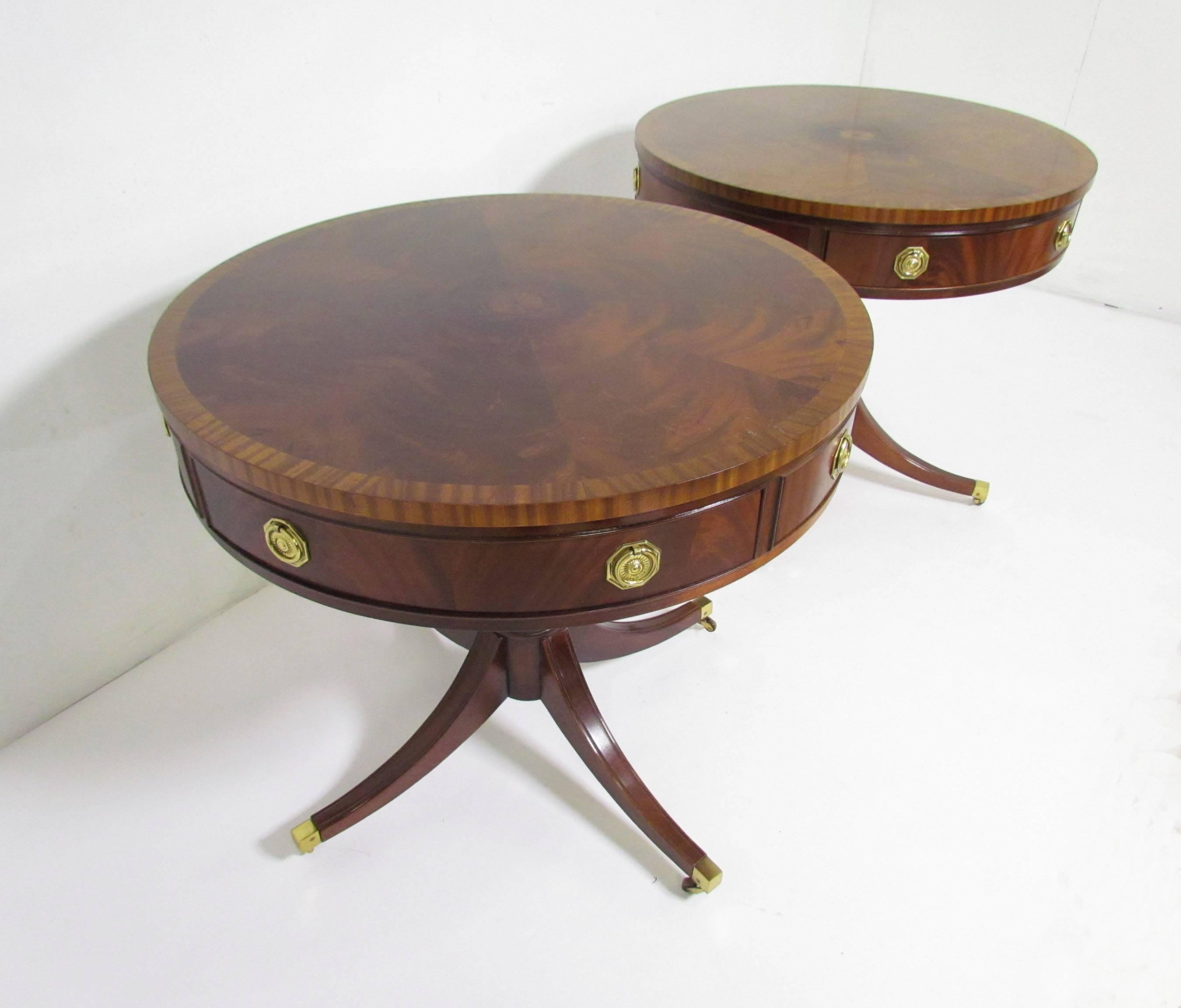 American Pair of English Regency Style Rent or Drum Tables 