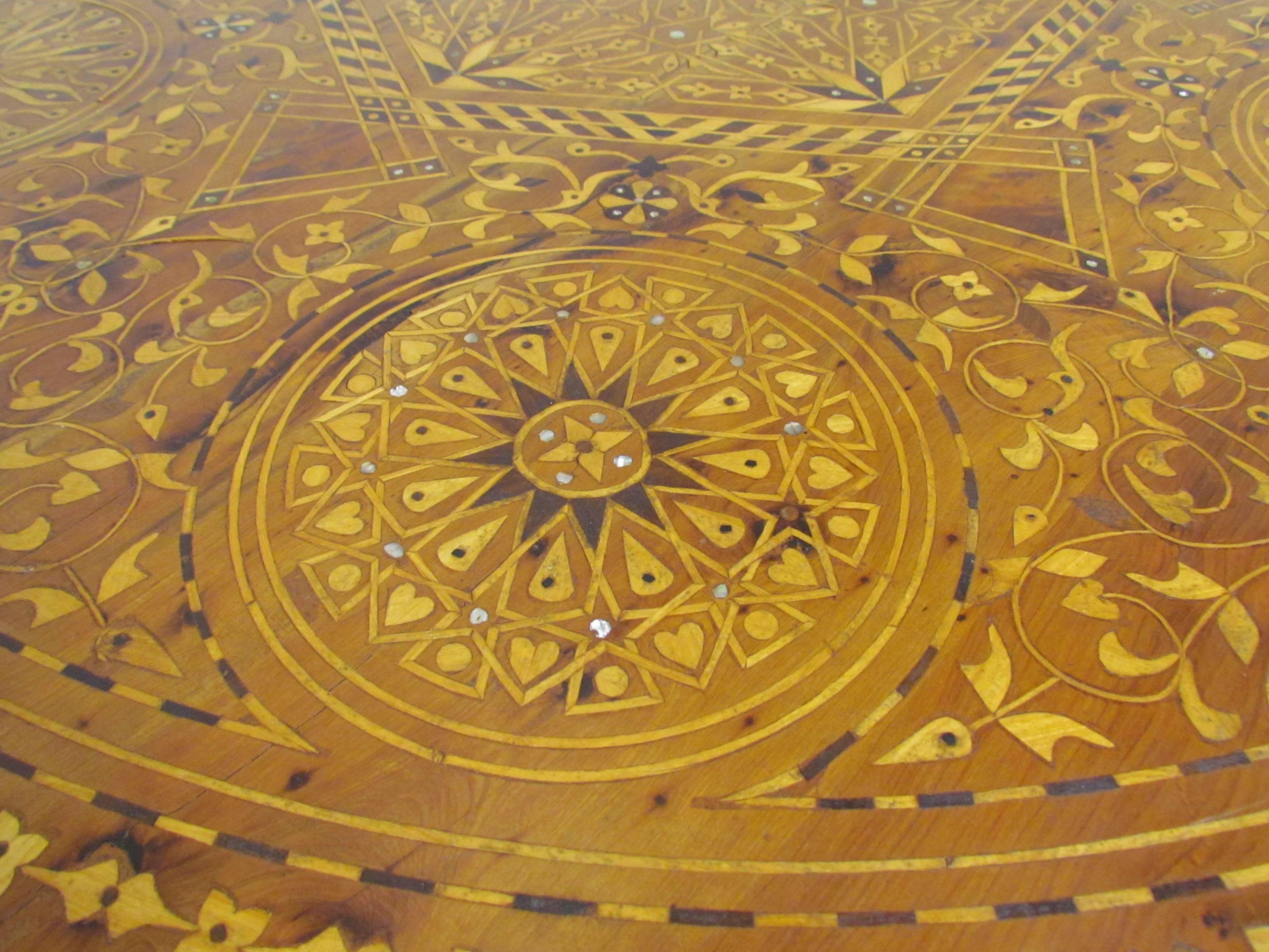 Antique 19th Century Italian Inlay Marquetry Grand Center Hall Table In Good Condition In Peabody, MA