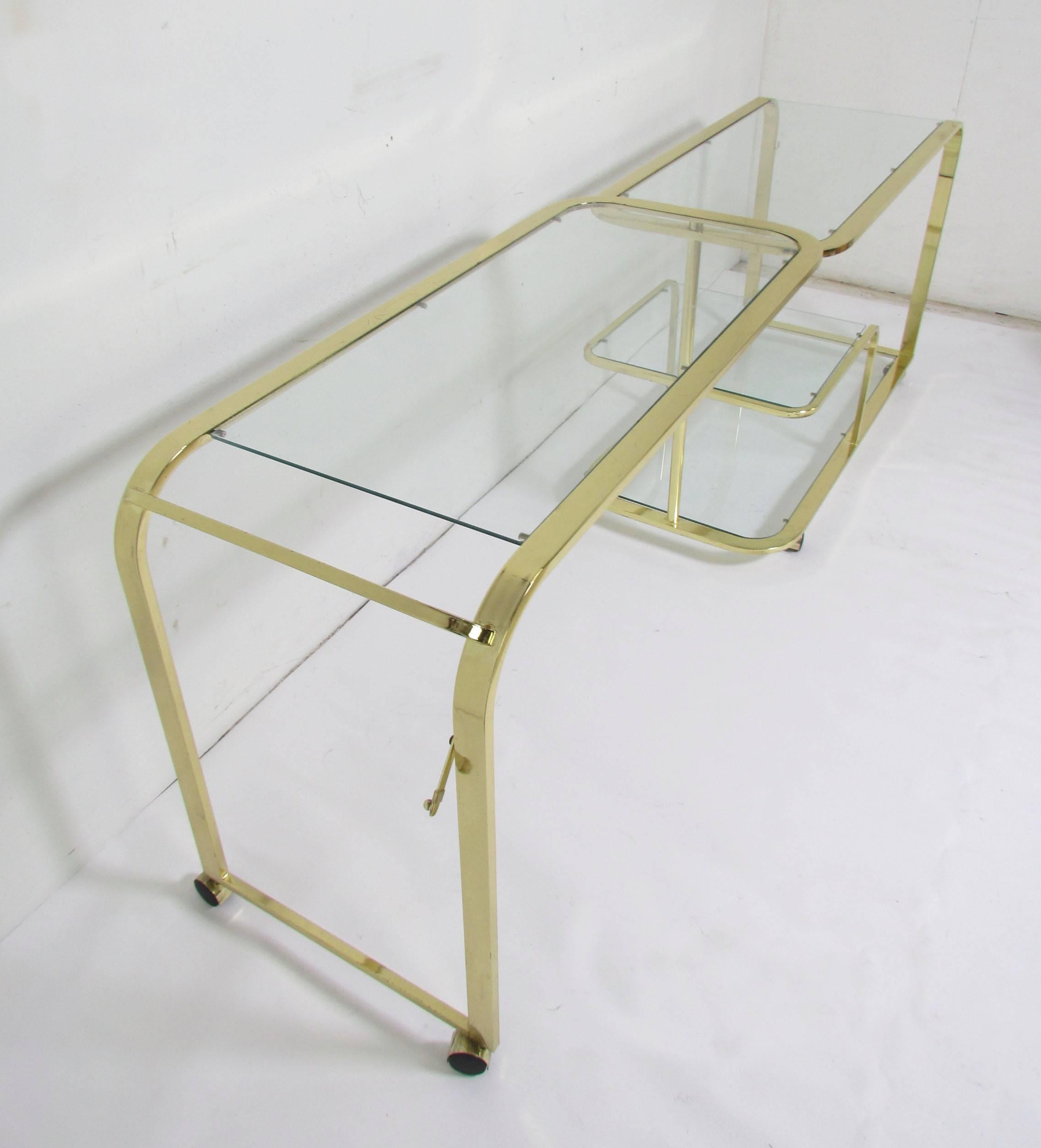 Mid-Century Modern Milo Baughman Style Expandable Bar Cart for Design Institute America 'DIA'