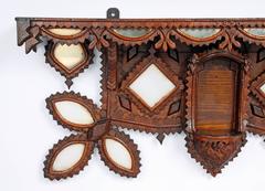 Superb Tramp Art Shelf with Inset Mirrors, 1920