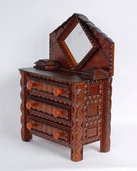 Miniature Tramp Art Dresser with Peaked Top