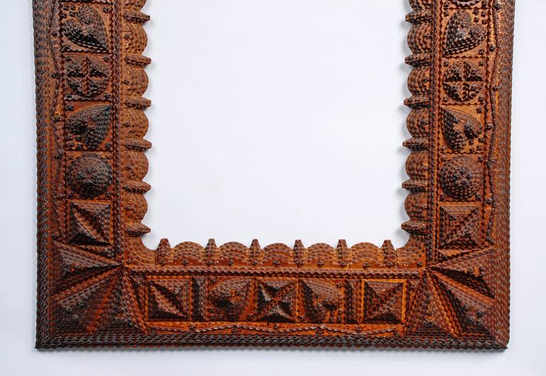 Masterwork Deeply Layered Tramp Art Frame For Sale at 1stDibs