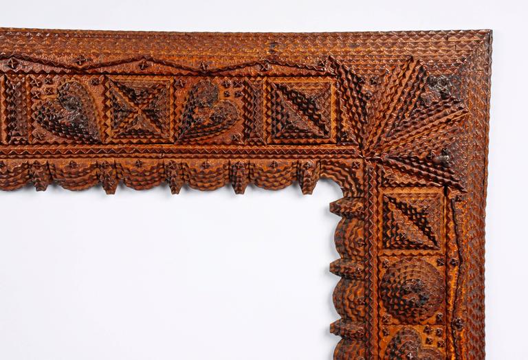 Masterwork Deeply Layered Tramp Art Frame For Sale at 1stDibs