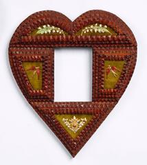 Pair of Heart Shaped Tramp Art Frames