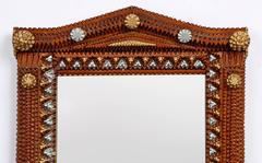 Arched Top Painted Tramp Art Mirror