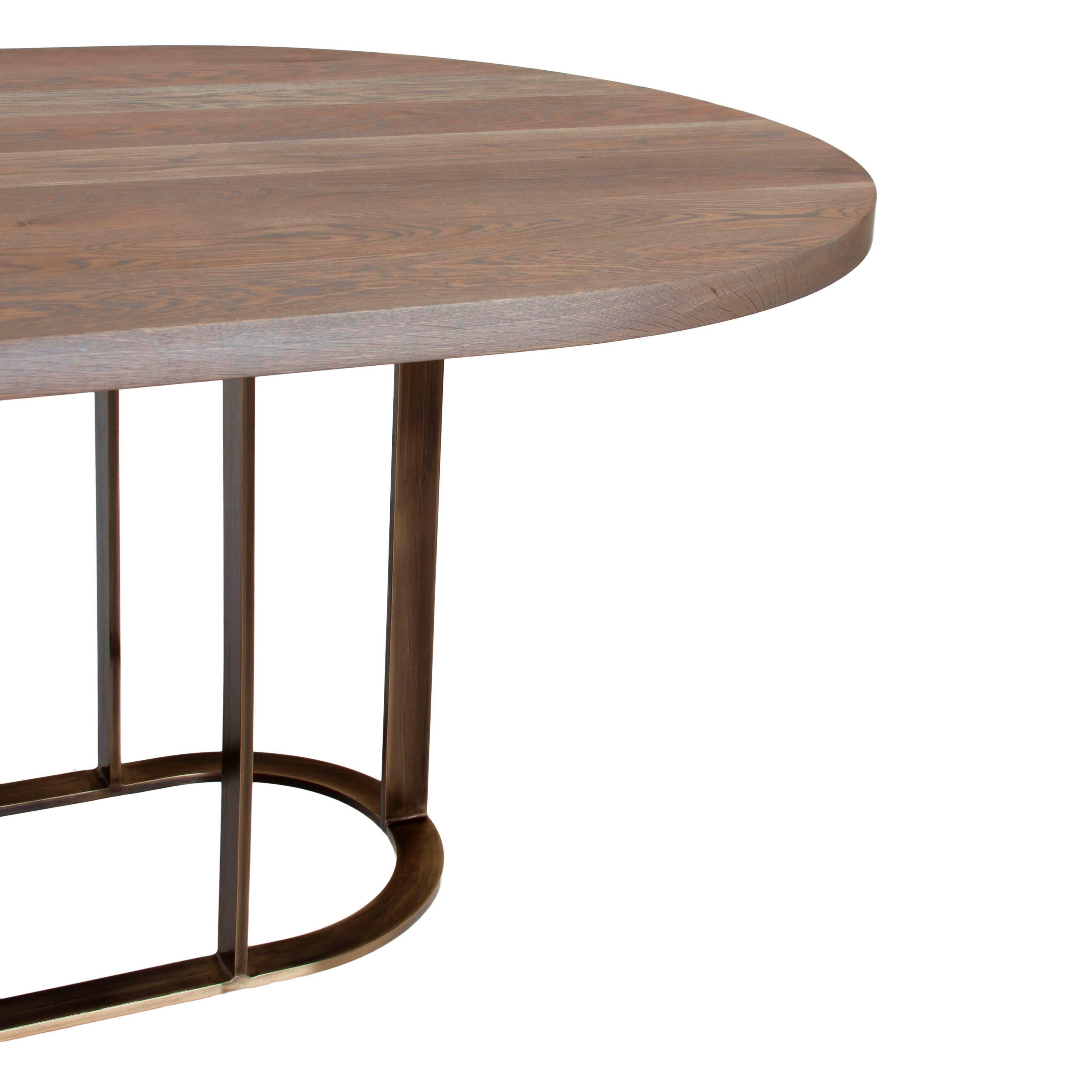 Colyer Dining Table with Solid Bronze Base by Thomas Hayes Studio In Excellent Condition For Sale In Hollywood, CA