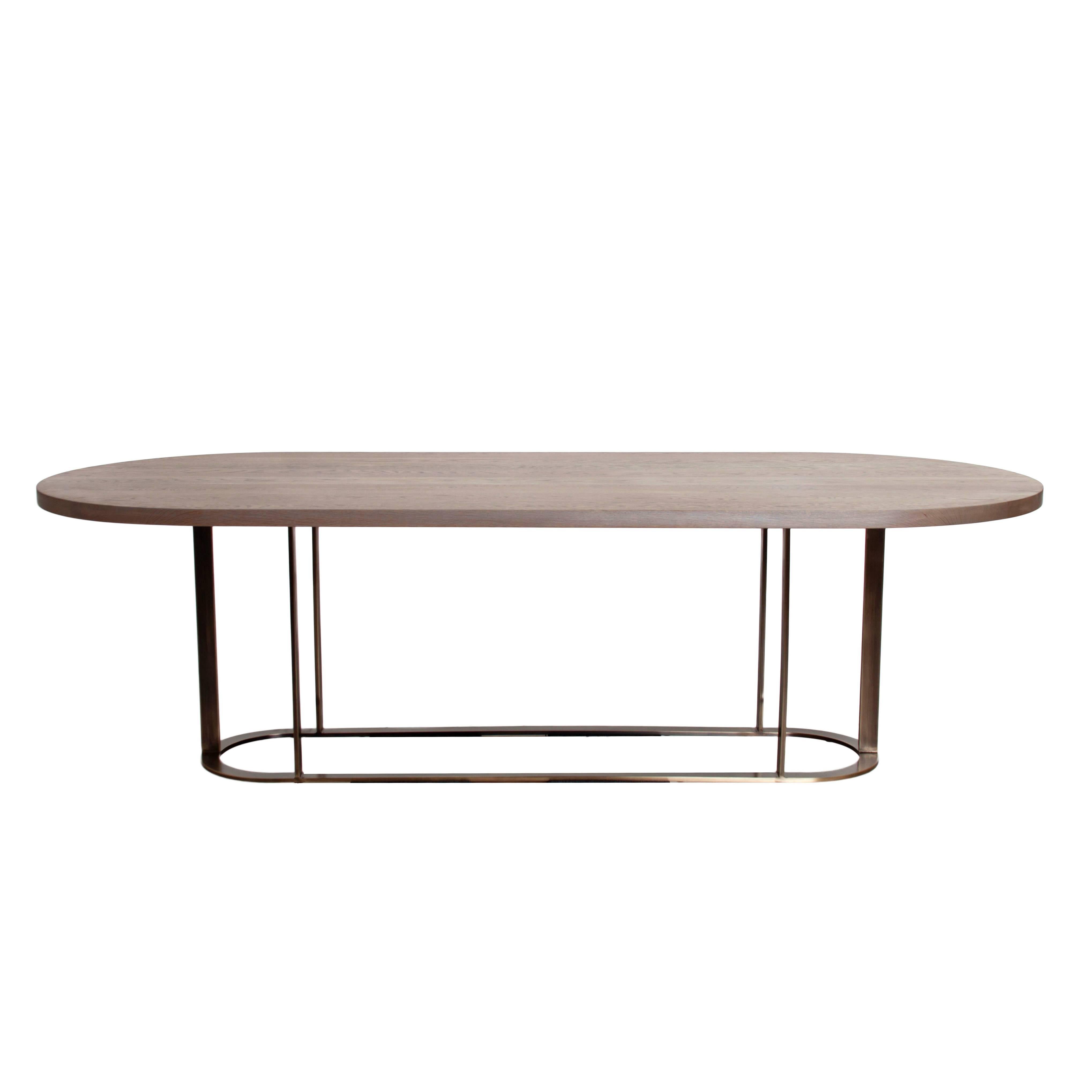 Colyer Dining Table with Solid Bronze Base by Thomas Hayes Studio For Sale