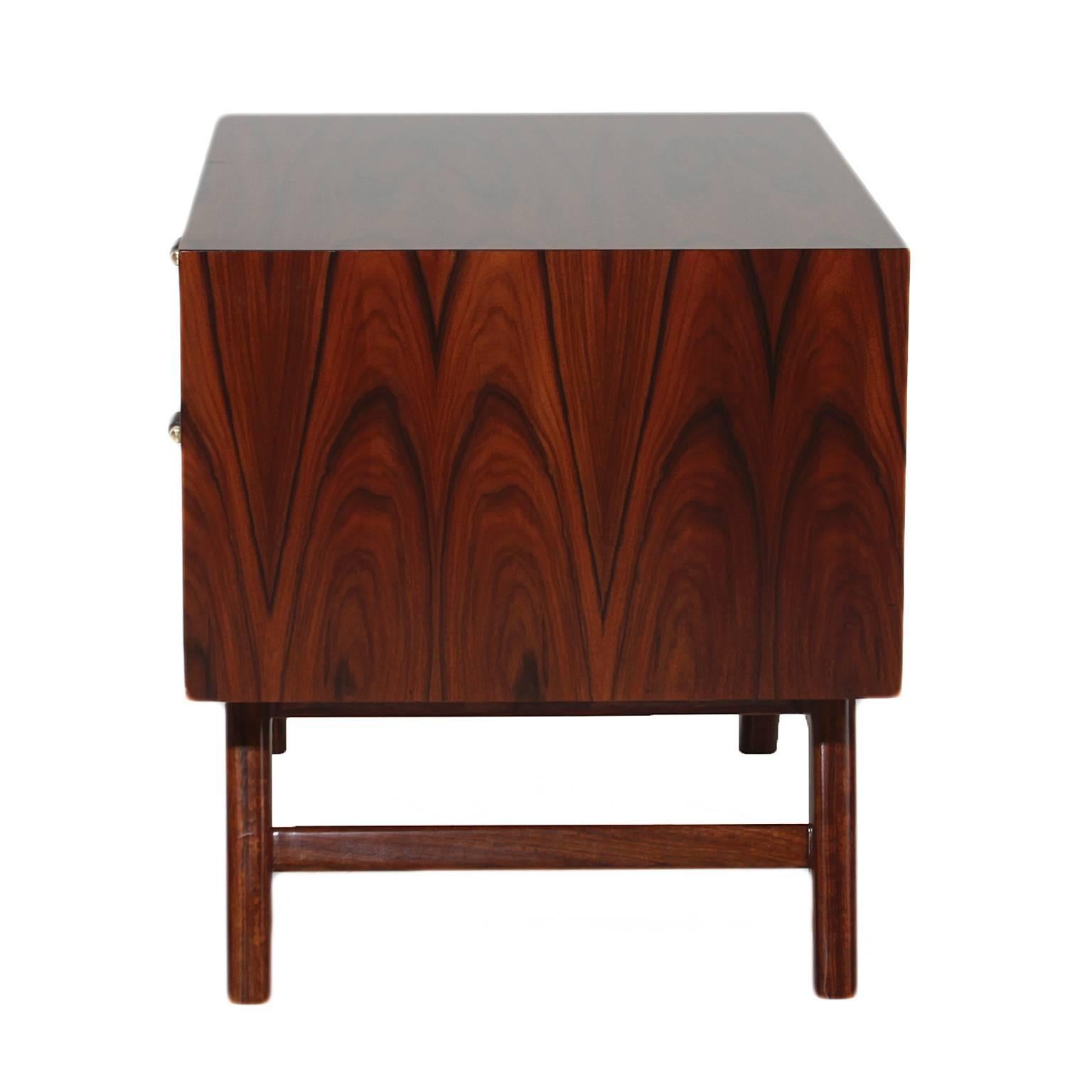 Mid-20th Century Pair of Rosewood Side Tables with Pierced Pulls by Thomas Hayes Studio