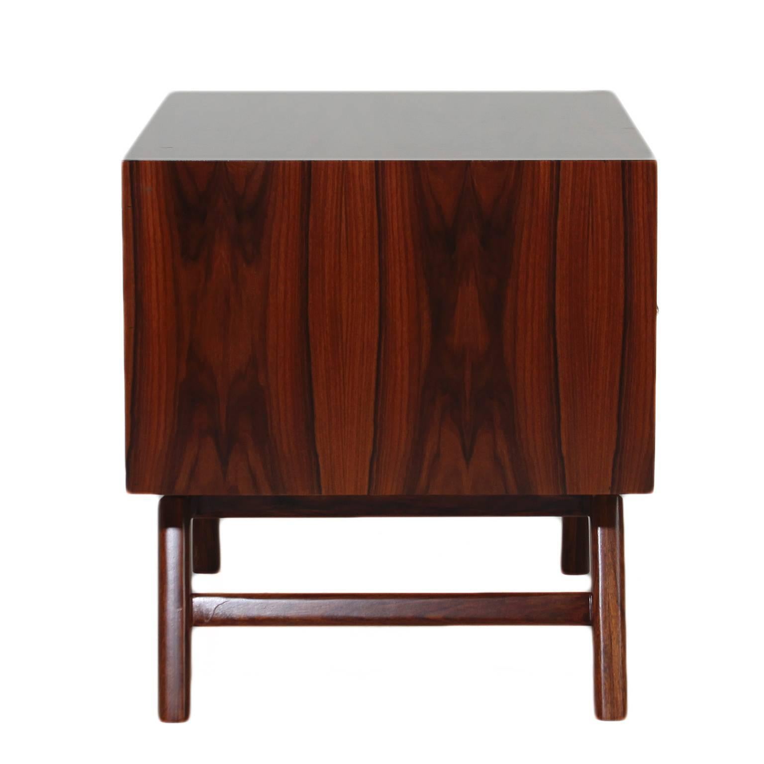Pair of Rosewood Side Tables with Pierced Pulls by Thomas Hayes Studio 1