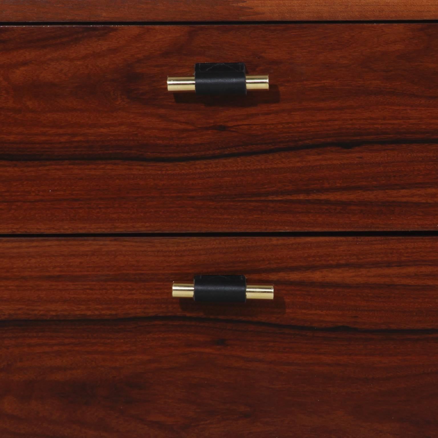 Pair of Rosewood Side Tables with Pierced Pulls by Thomas Hayes Studio In Good Condition In Hollywood, CA