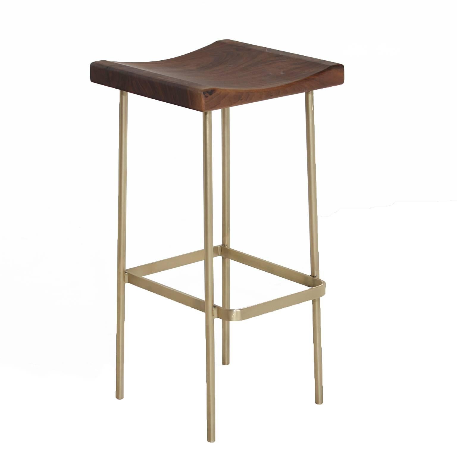 Bundinha Stool with Brass Base by Thomas Hayes Studio In Good Condition For Sale In Hollywood, CA
