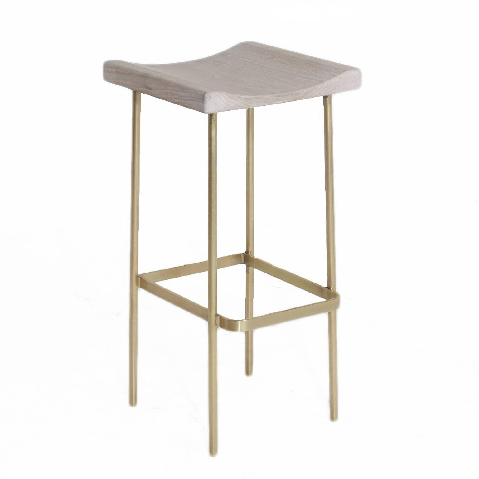 Mid-20th Century Bundinha Stool with Brass Base by Thomas Hayes Studio For Sale