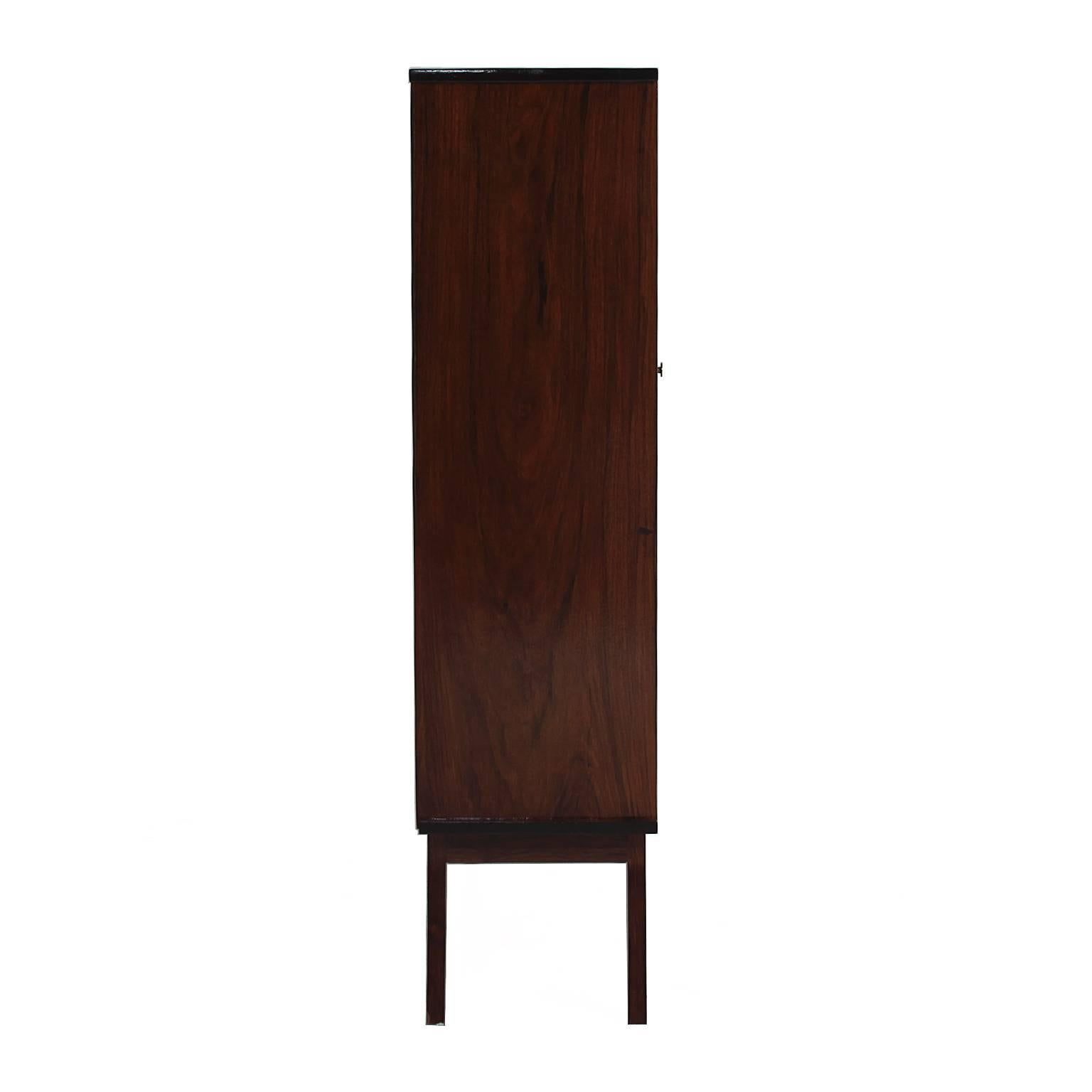Midcentury Brazilian Hardwood Bookcase with Brass Handles For Sale 3