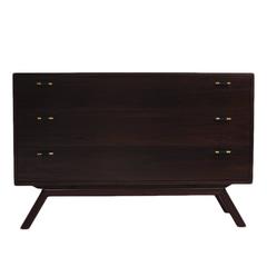 Dark Walnut Dresser with Leather Wrapped Brass Pulls by Thomas Hayes Studio