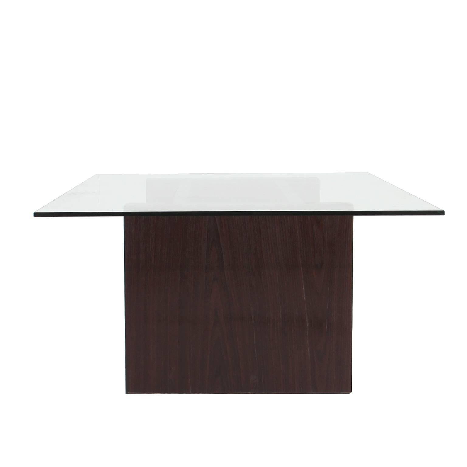 Contemporary Rosewood Coffee Table with Glass Top