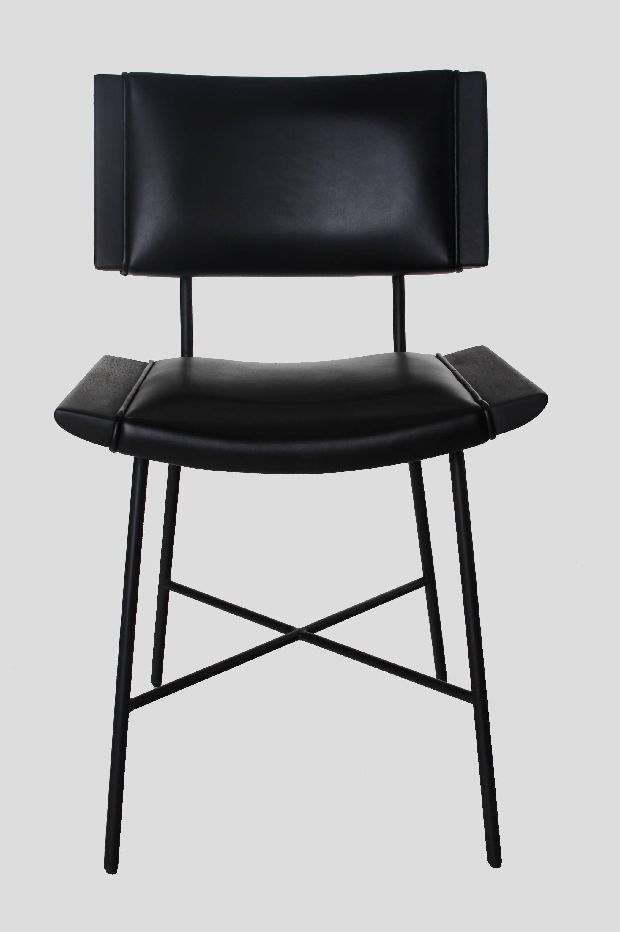 American Alessandra Chair with Blackened Steel Frame by Thomas Hayes Studio For Sale