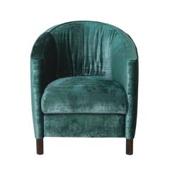 Regency Combed Velvet Barrel Back Occasional Armchair