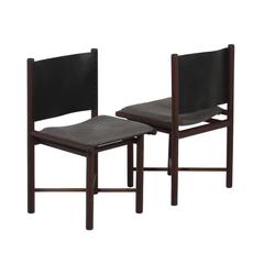 Vintage Brazilian Leather and Fabric Dining Chairs