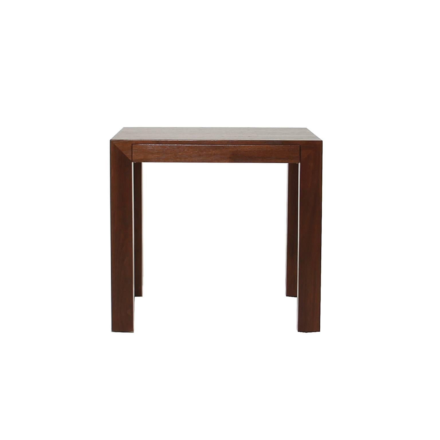 Pair of Minimal Walnut Side Tables with Drawers 1