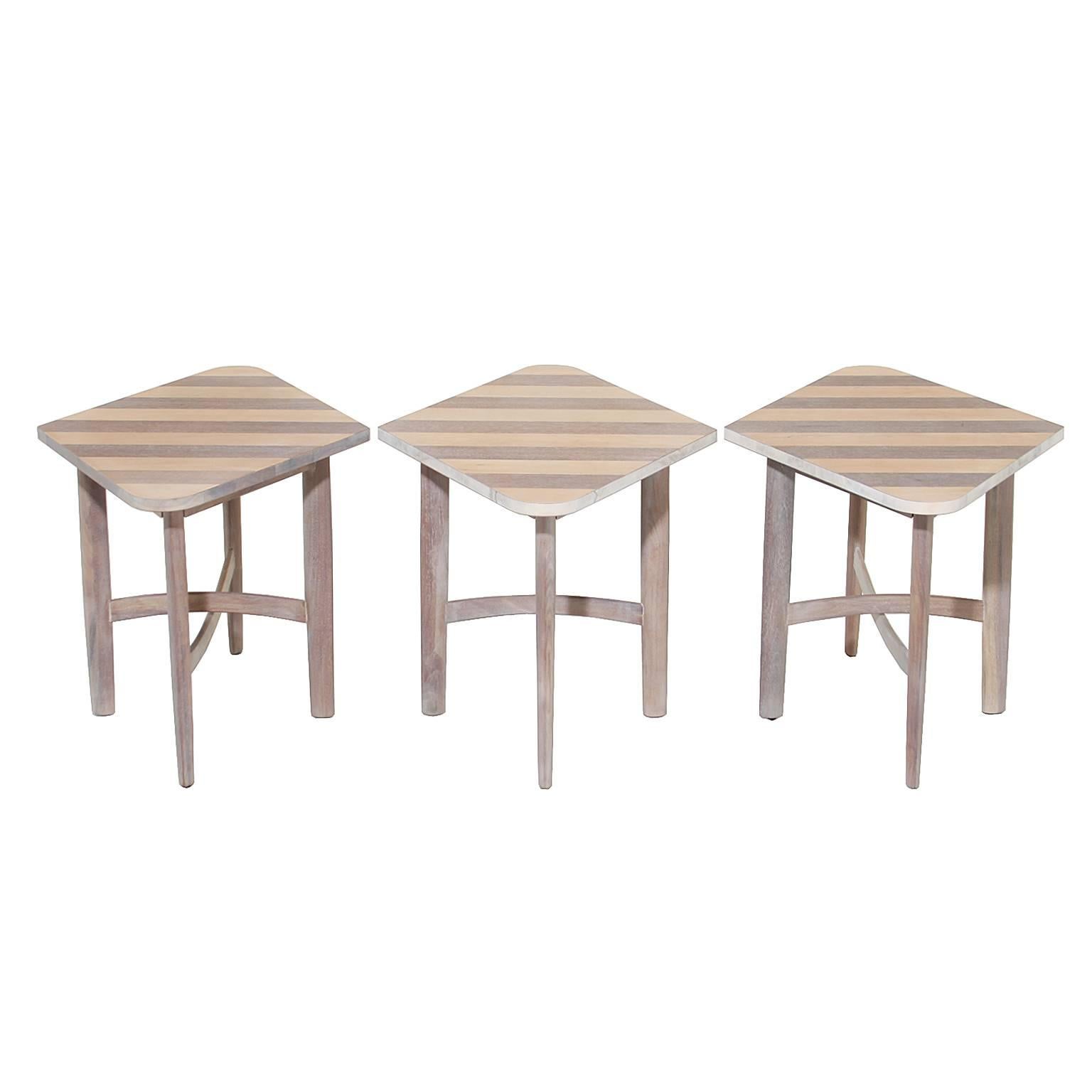 American Barney Flagg Parallel Side Tables for Drexel in Solid Bleached Birch  For Sale