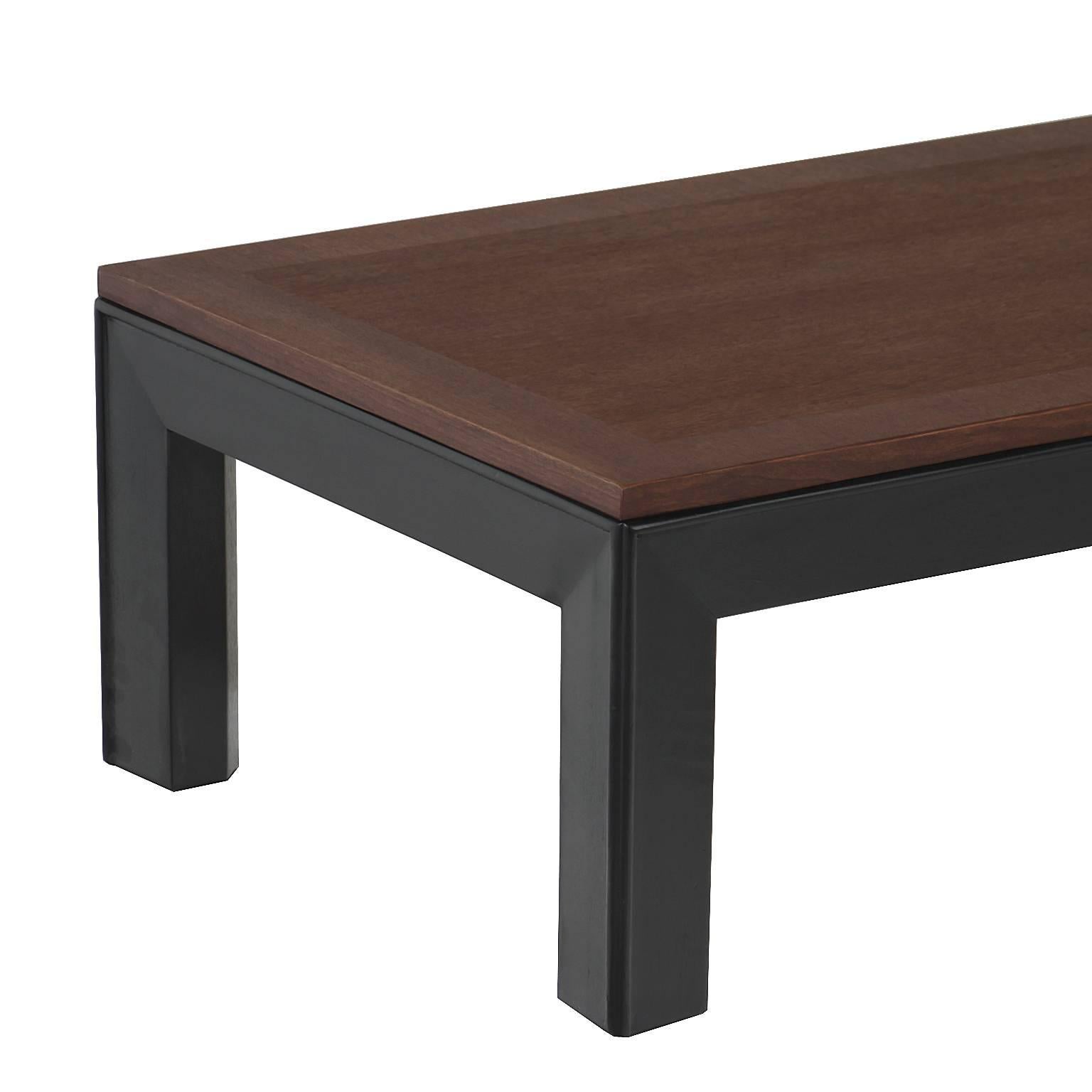 American Widdicomb Mahogany and Black Lacquer Long Coffee Table  For Sale