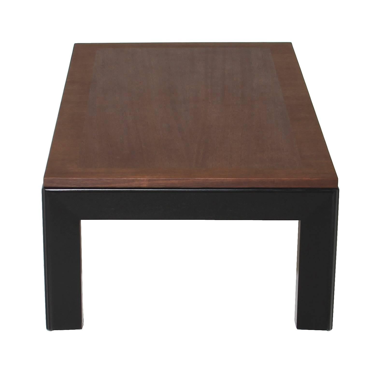 Ebonized Widdicomb Mahogany and Black Lacquer Long Coffee Table  For Sale