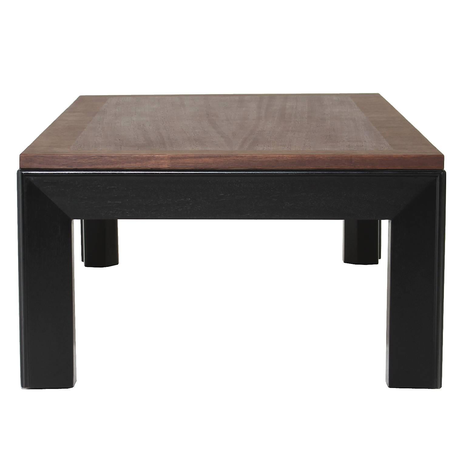 Mid-20th Century Widdicomb Mahogany and Black Lacquer Long Coffee Table  For Sale