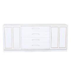 Harvey Probber Bleached Wood Credenza Dresser with Brass Cabinet Details