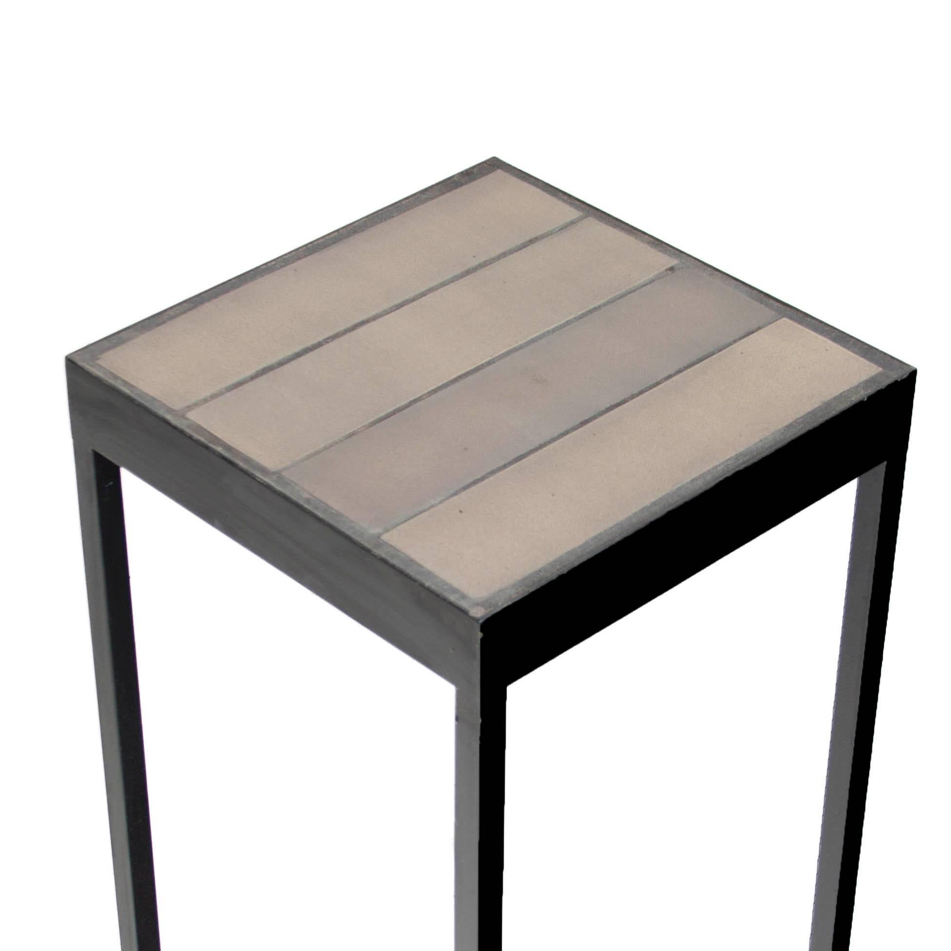 American Tile Side Table by Thomas Hayes Studio with Steel Base For Sale