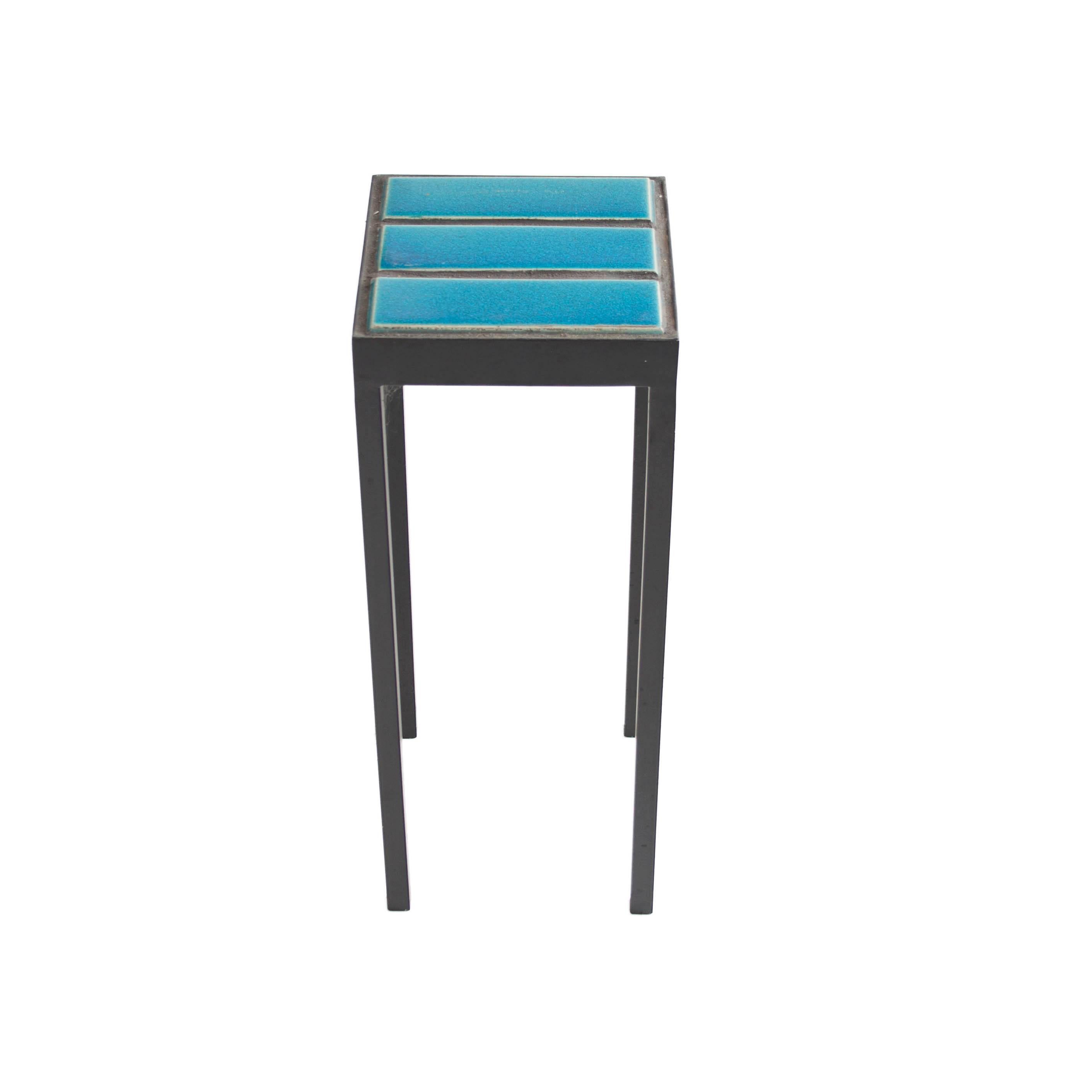 Tile Side Table by Thomas Hayes Studio with Steel Base For Sale 1