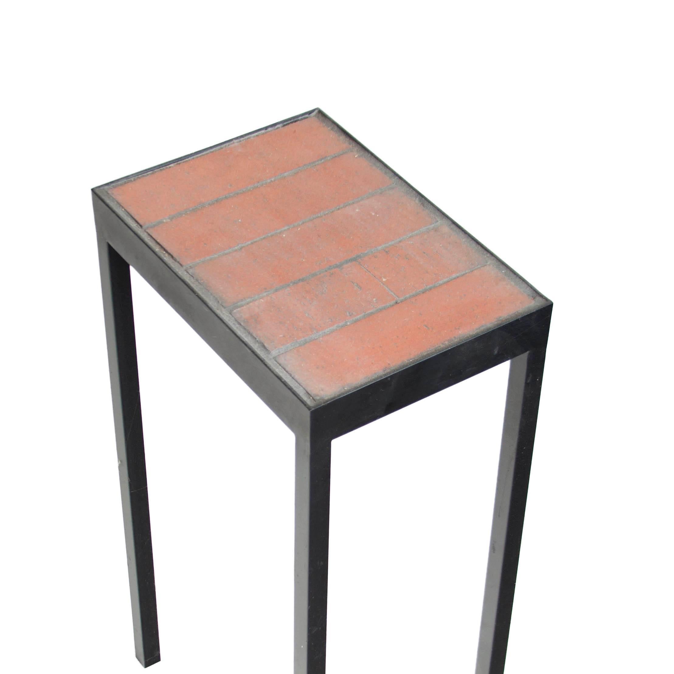 Tile Side Table by Thomas Hayes Studio with Steel Base For Sale 2