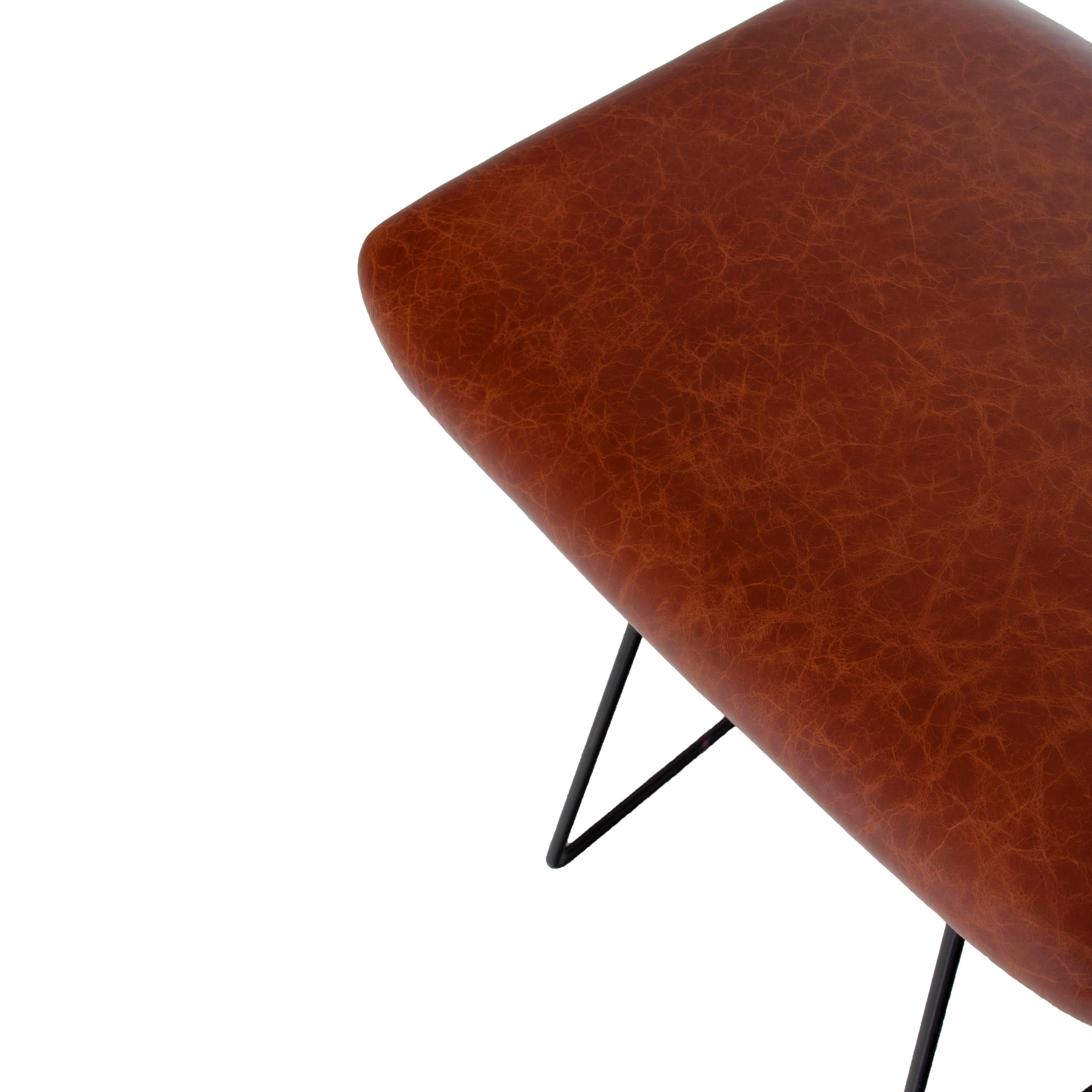 Late 20th Century Vintage Harry Bertoia Bird Ottomans Leather Covered Foot Stool for Knoll