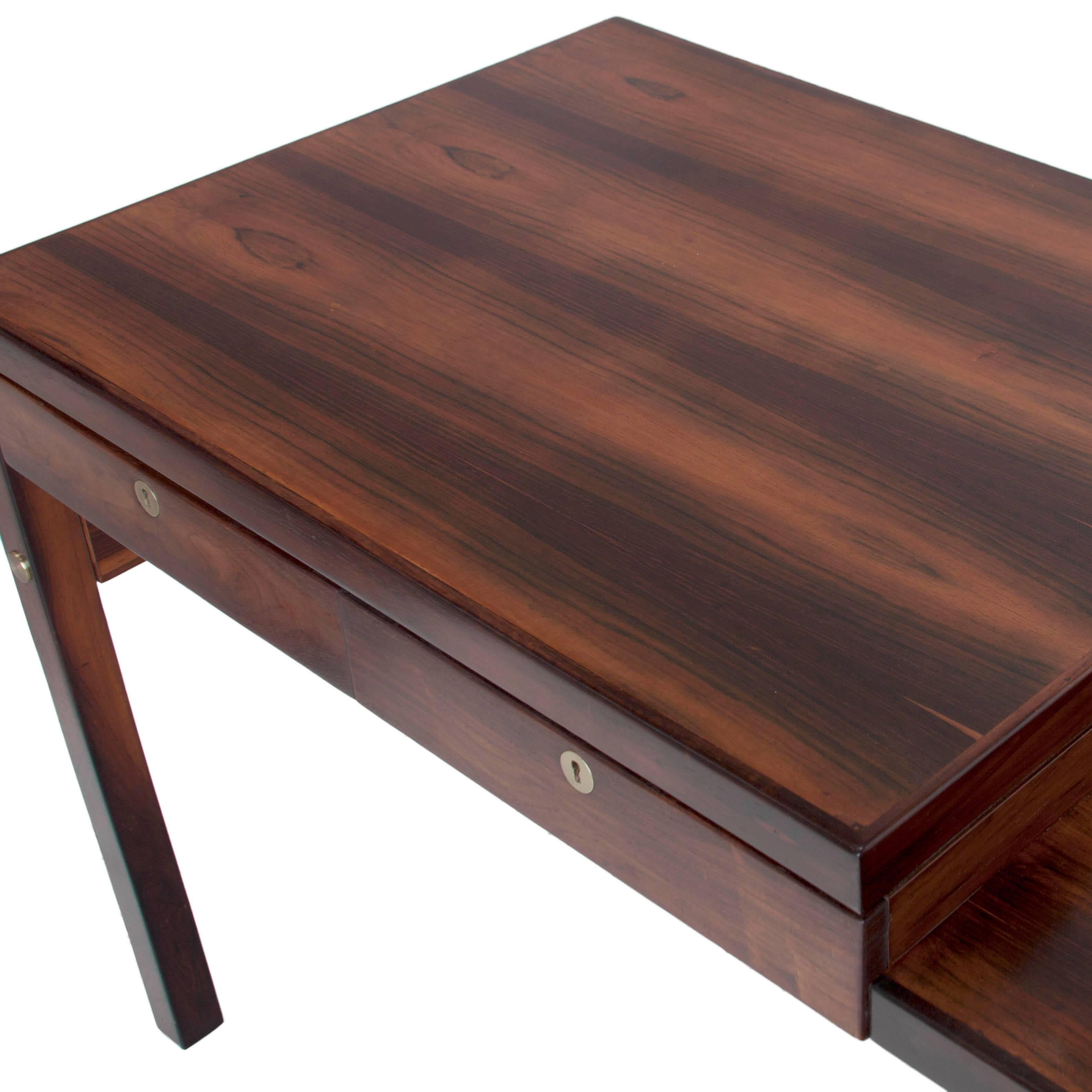 Solid Rosewood Desk by Sergio Rodrigues In Good Condition In Los Angeles, CA