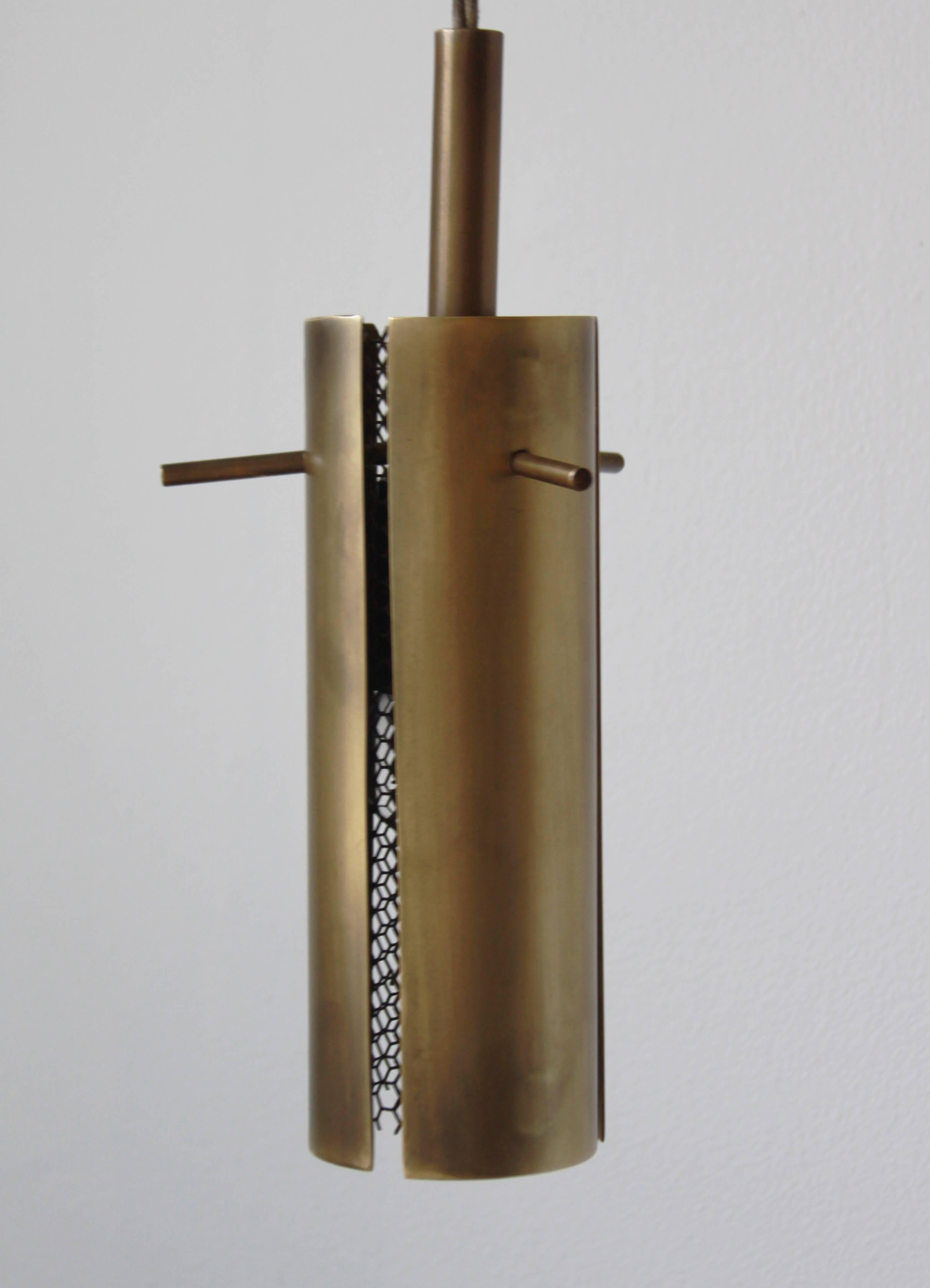 Brass Pendant Light by Thomas Hayes Studio In Excellent Condition For Sale In Hollywood, CA