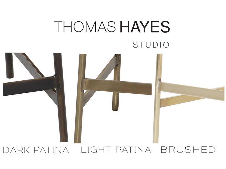 Leather Strap Metal Bench by Thomas Hayes Studio For Sale 2
