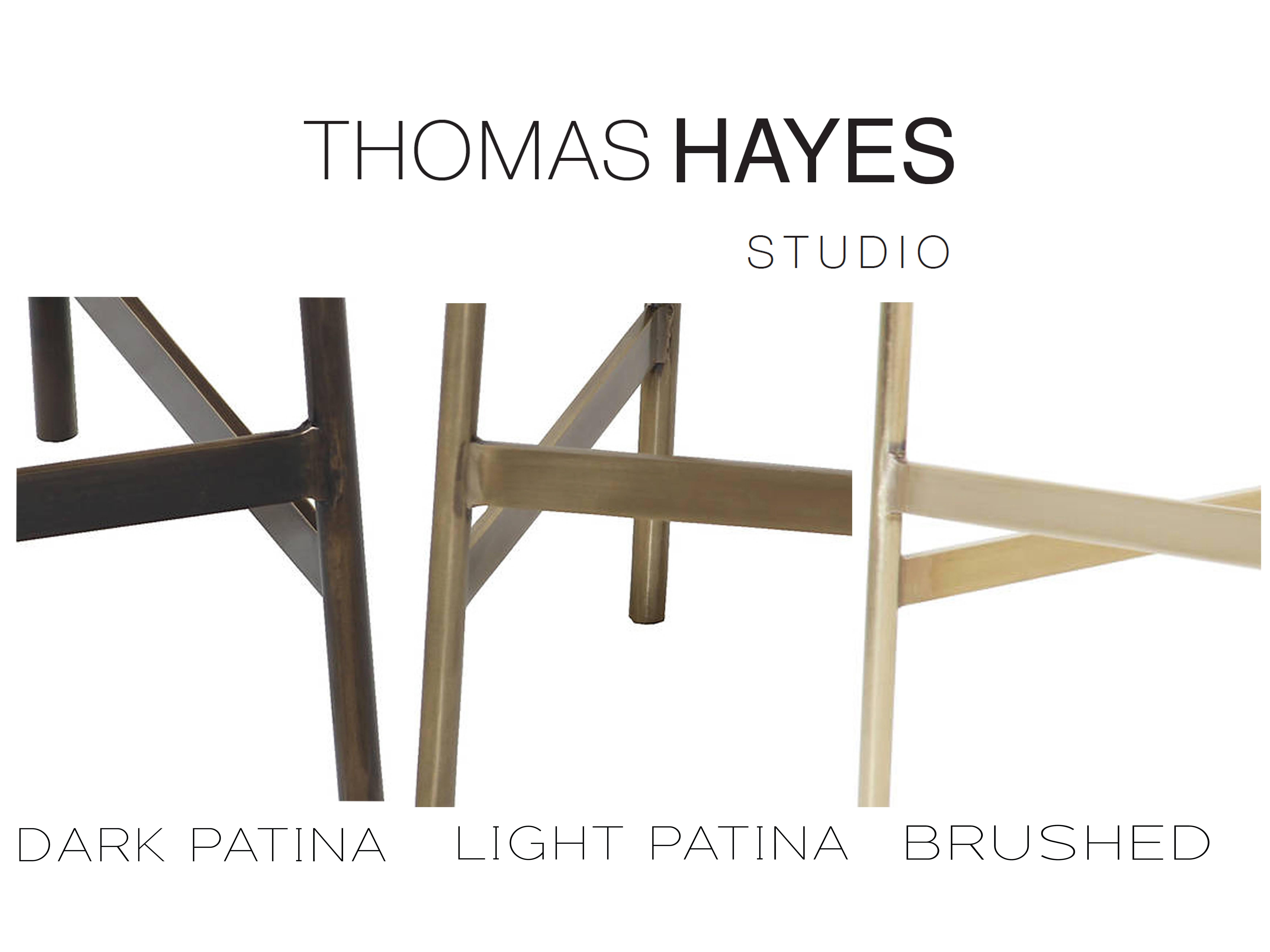 Contemporary Leather Strap Metal Bench by Thomas Hayes Studio For Sale