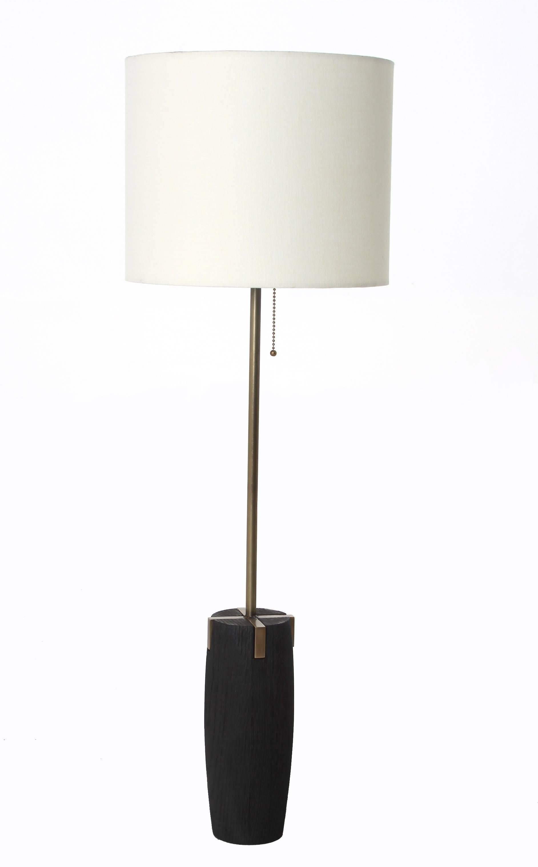 Mid-Century Modern Wood Floor and Table Cross Lamp by Thomas Hayes Studio For Sale