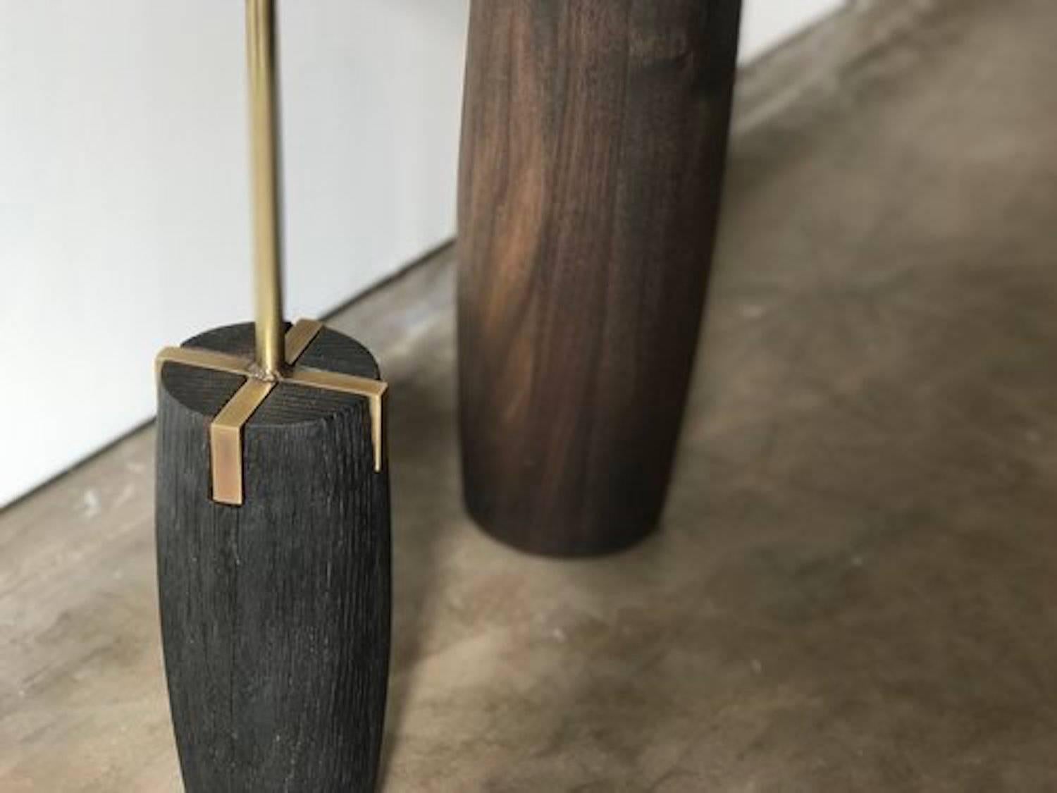 Brass Wood Floor and Table Cross Lamp by Thomas Hayes Studio For Sale