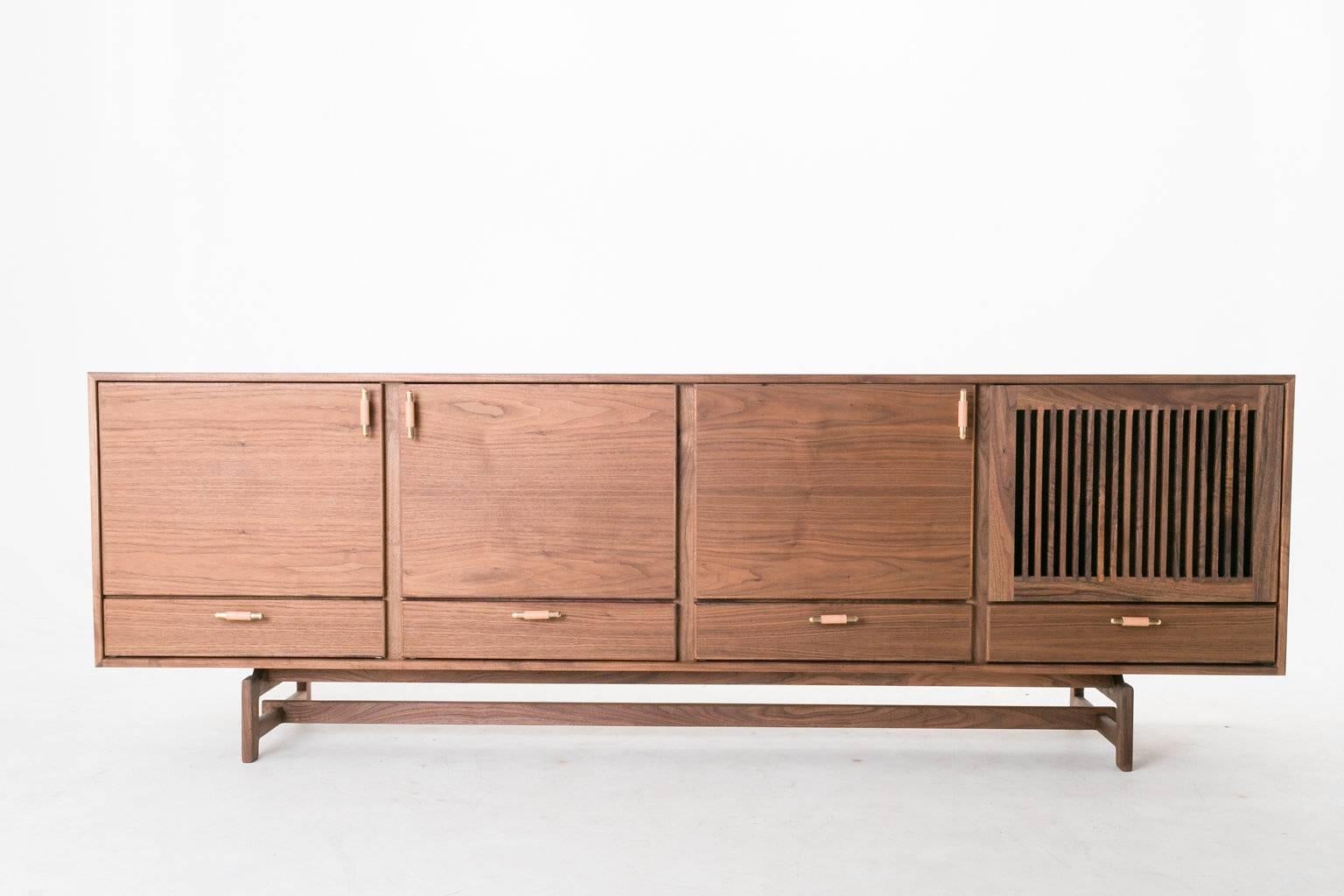 The Josephine Credenza with Wood Base by Thomas Hayes Studio In Excellent Condition For Sale In Hollywood, CA