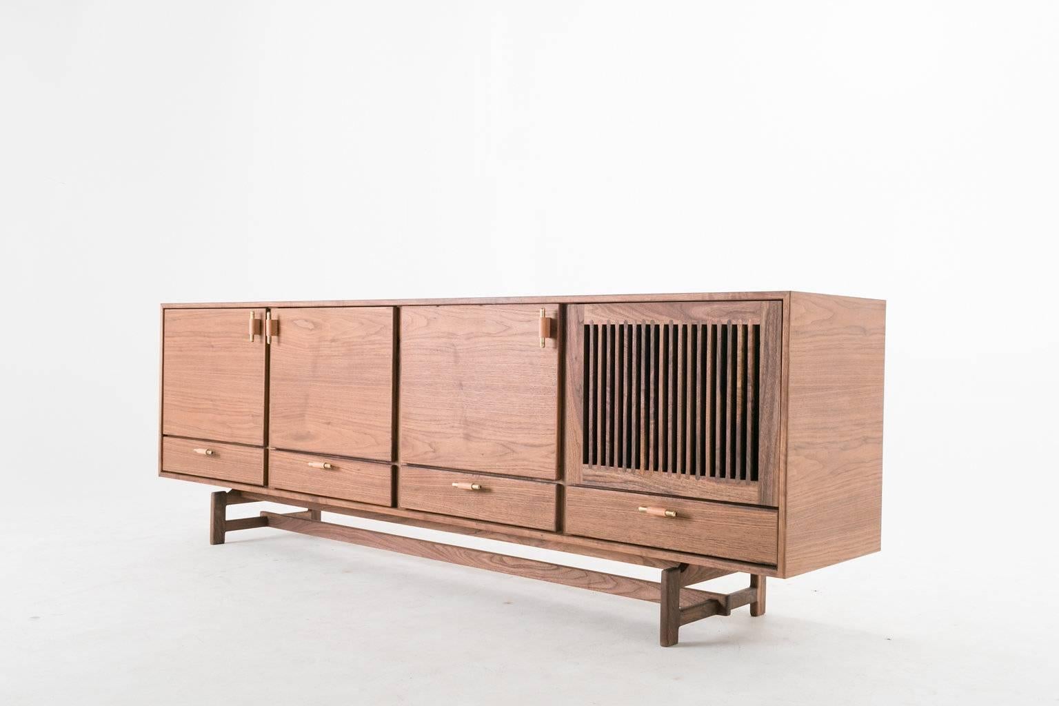 Contemporary The Josephine Credenza with Wood Base by Thomas Hayes Studio For Sale