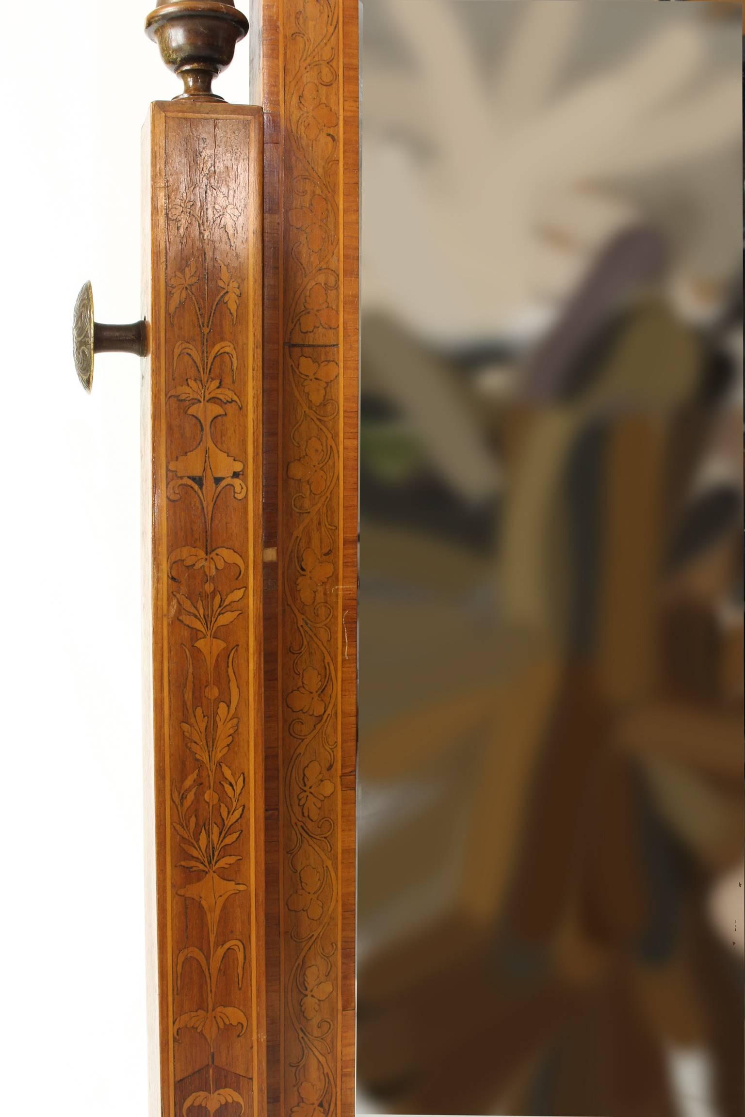 19th Century Continental Fruitwood Cheval Mirror 2