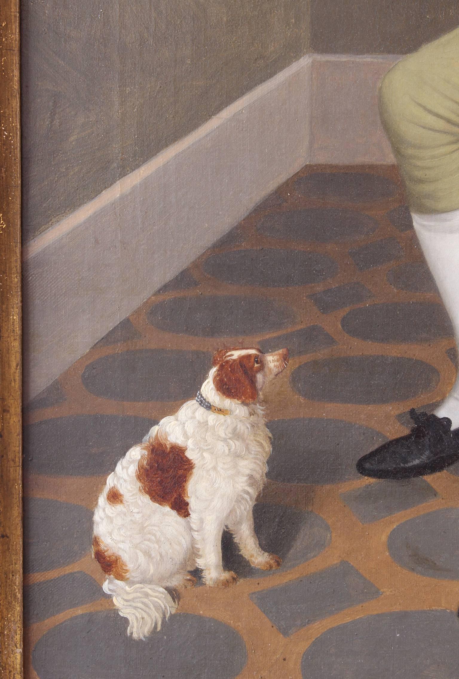 Exceptional Painting of a Gentleman and His Dogs In Good Condition For Sale In Kilmarnock, VA
