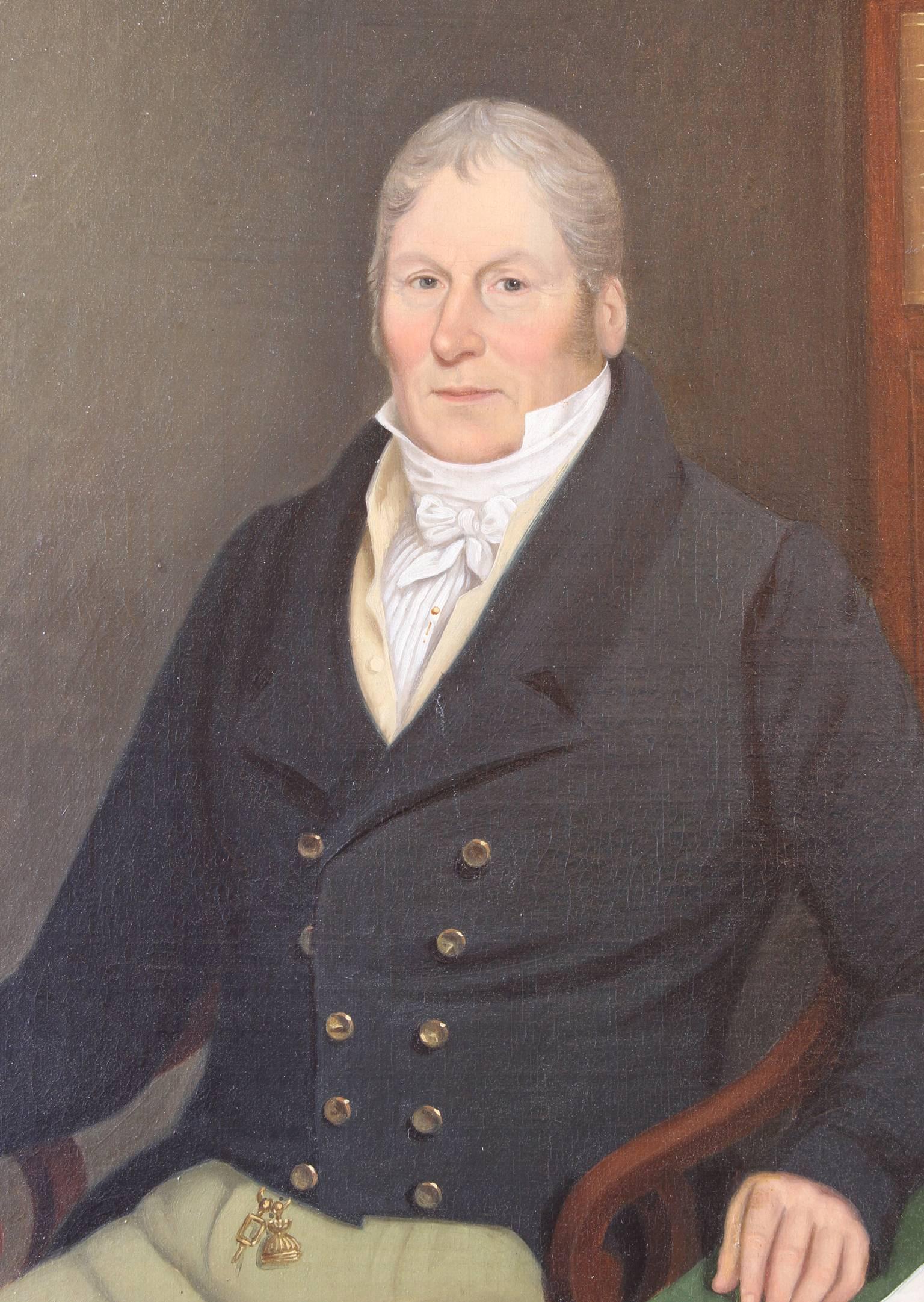 English Exceptional Painting of a Gentleman and His Dogs For Sale