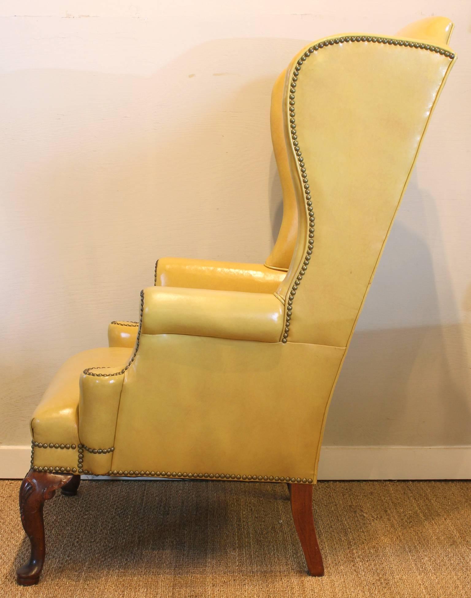 yellow wingback chair