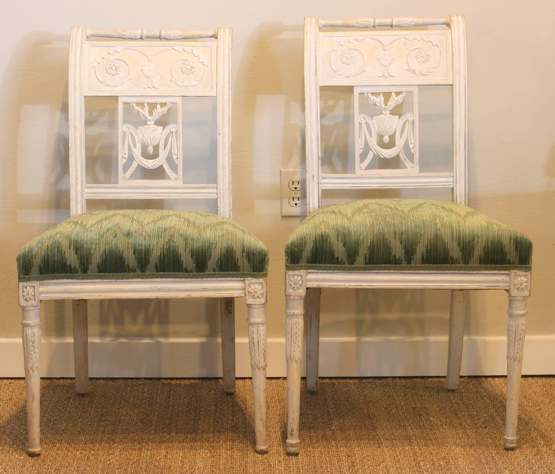 Pair of 18th Century Baltic Side Chairs in Colefax & Fowler Fabric 3