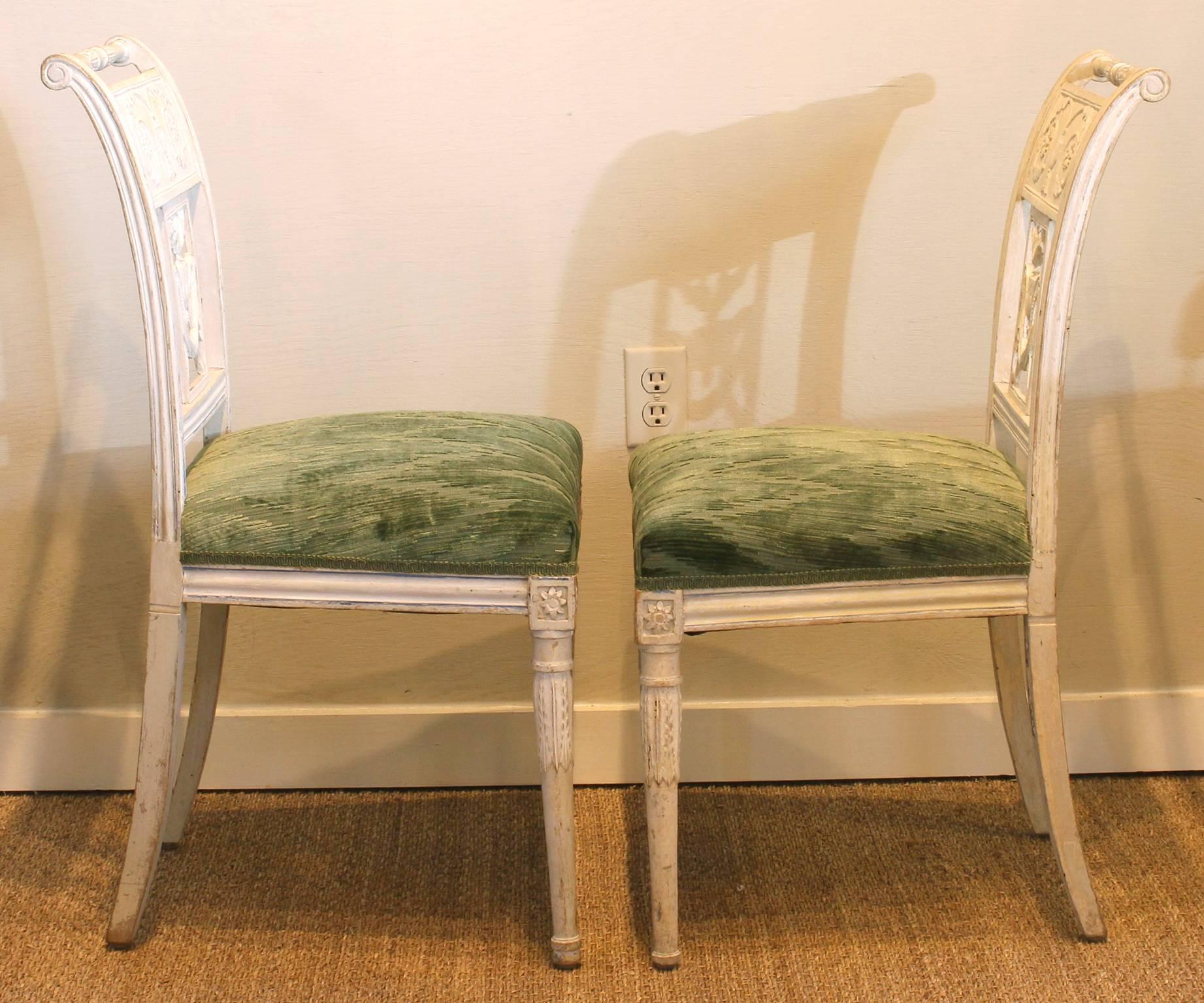 Pair of 18th Century Baltic Side Chairs in Colefax & Fowler Fabric 2